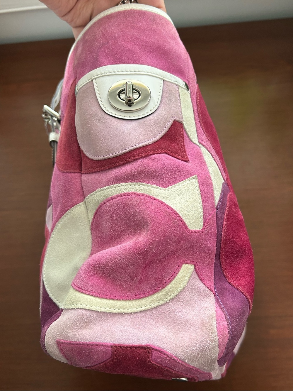 Y2K Coach Pink Suede Optic Tote - Picture 4 of 10